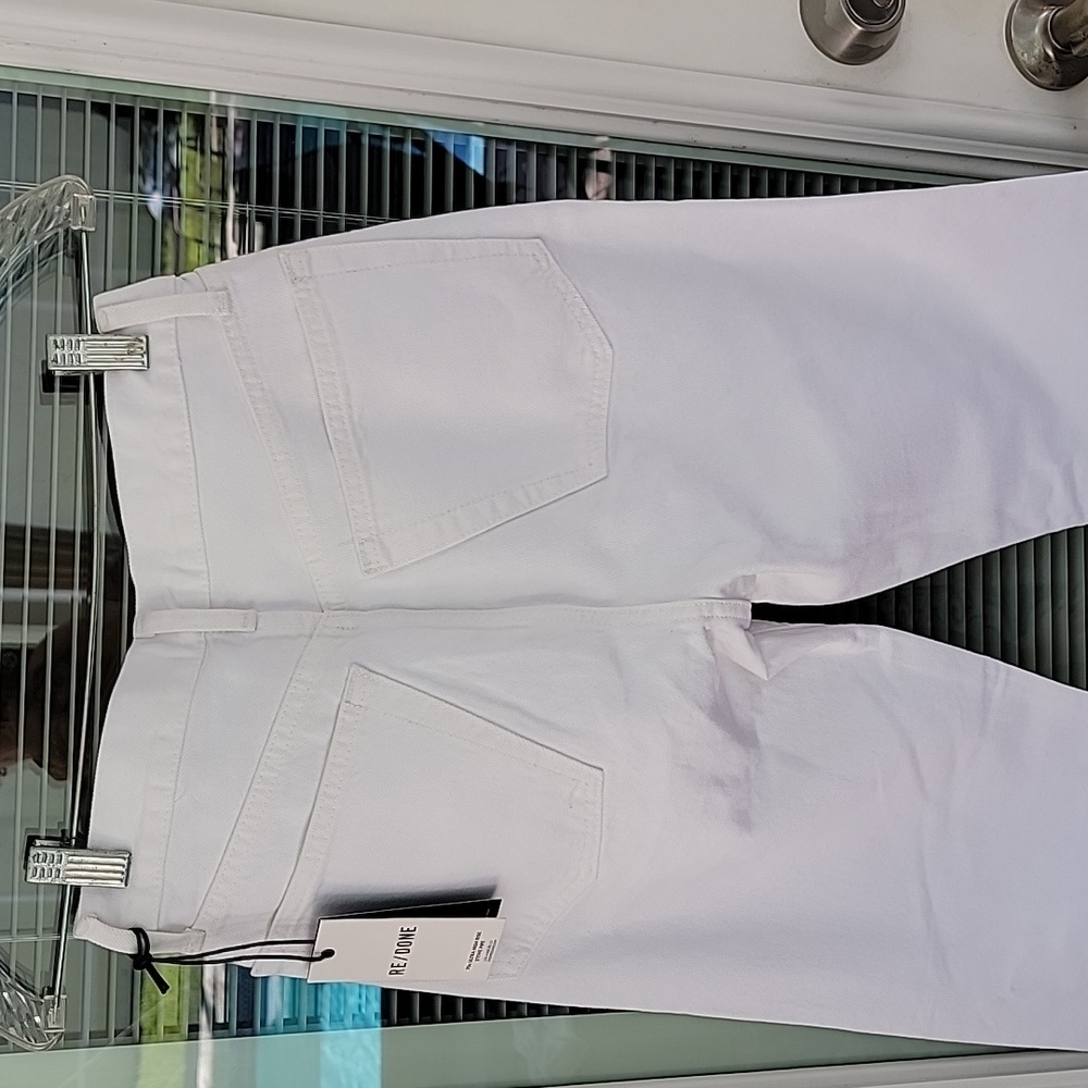 Re/Done 70s Ultra High Rise Stove Pipe Jeans in Vintage White Sz 26 Button Fly - Picture 8 of 16